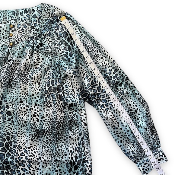 Simonton Says Animal Print Semi Sheer Blouse sz M - Picture 11 of 14